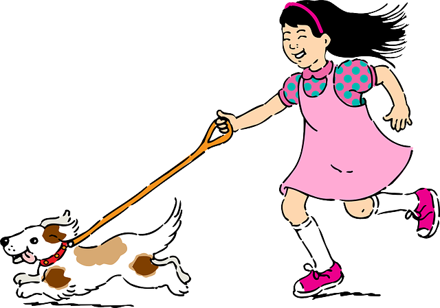 girl and dog running